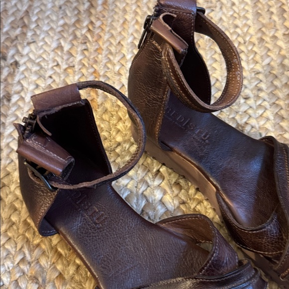 Bed Stu 7.5 Brown Leather Ankle Strap Platform Sandal Shos - Picture 3 of 7